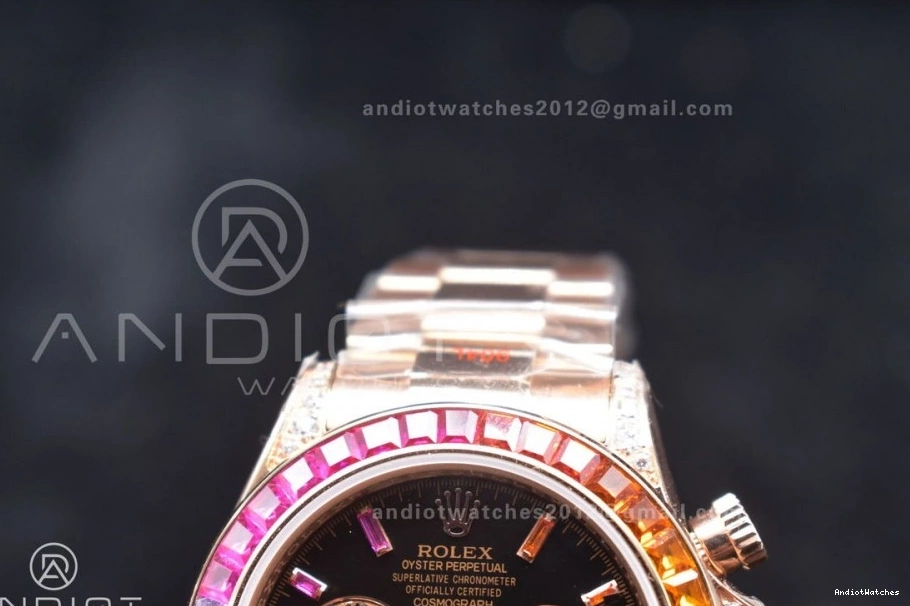 on TWF Edition Bracelet RG 428 Dial Black Crystal Rainbow YG 116595RBOW Best A Daytona Classic 0719